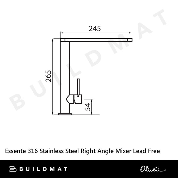 Oliveri Essente 316 Stainless Steel Right Angle Mixer Lead Free