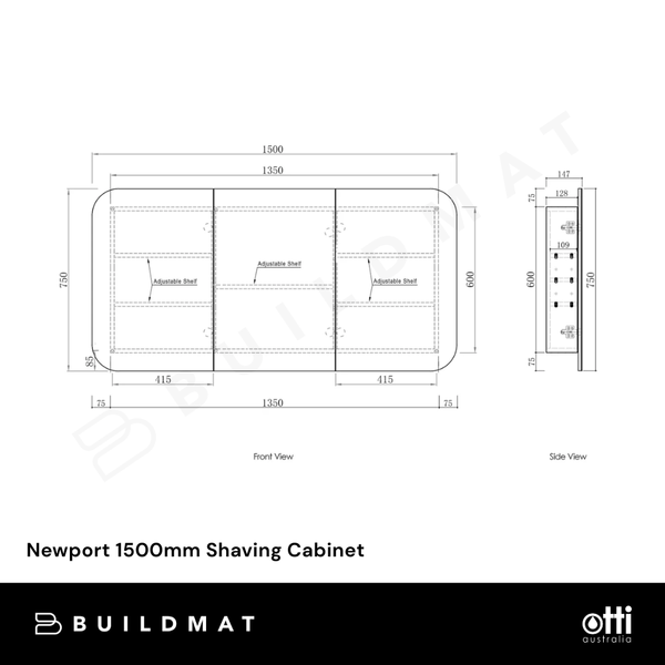Otti Newport 1500mm Natural Oak Shaving Cabinet
