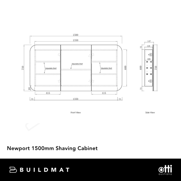 Otti Newport 1500mm Sable Walnut Shaving Cabinet