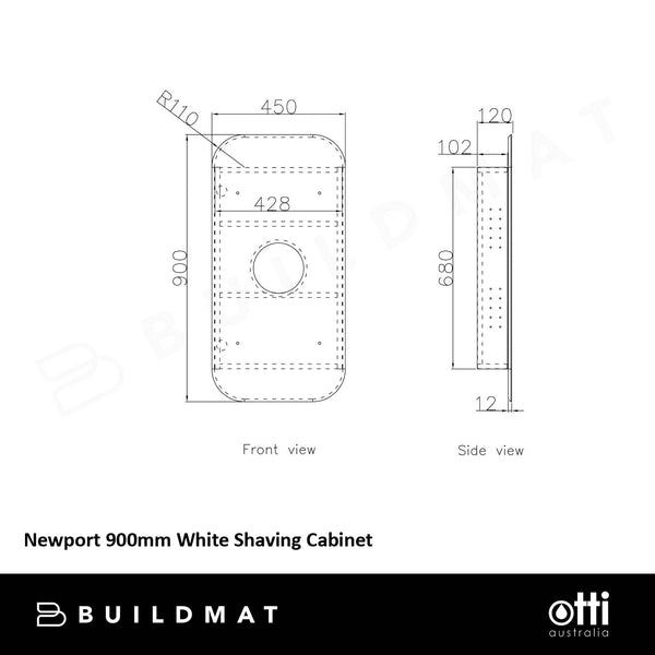 Otti Newport 900mm White Shaving Cabinet