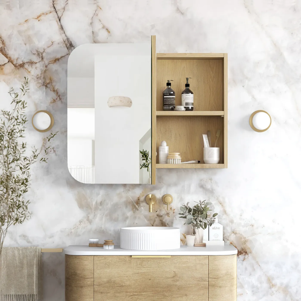Otti Newport 900mm Natural Oak Shaving Cabinet