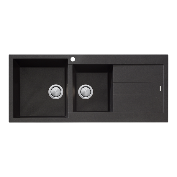 Oliveri Santorini 1 & 3/4 Bowl Topmount Sink with Right Drainboard Black