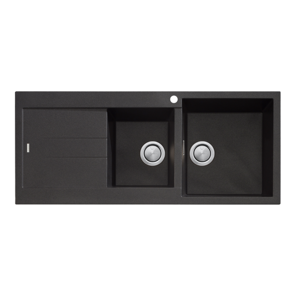 Oliveri Santorini 1 & 3/4 Bowl Topmount Sink with Left Drainboard Black