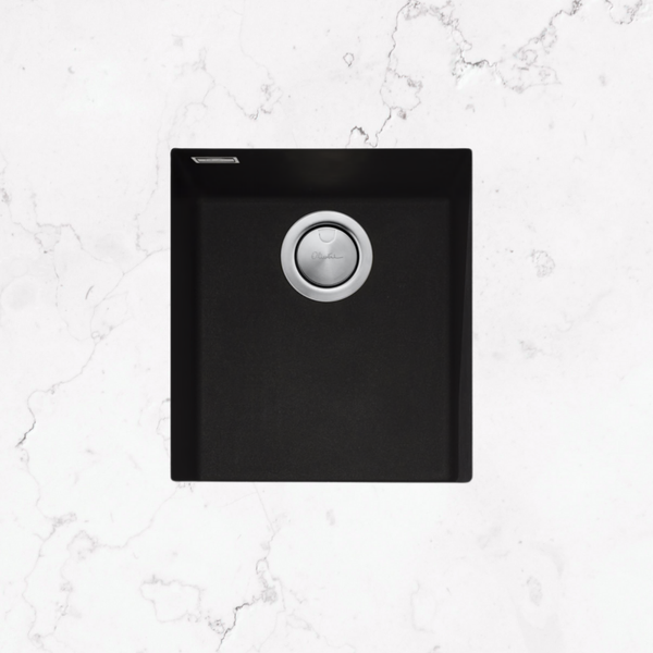 Oliveri Santorini Standard Bowl Undermount Sink with Overflow Black