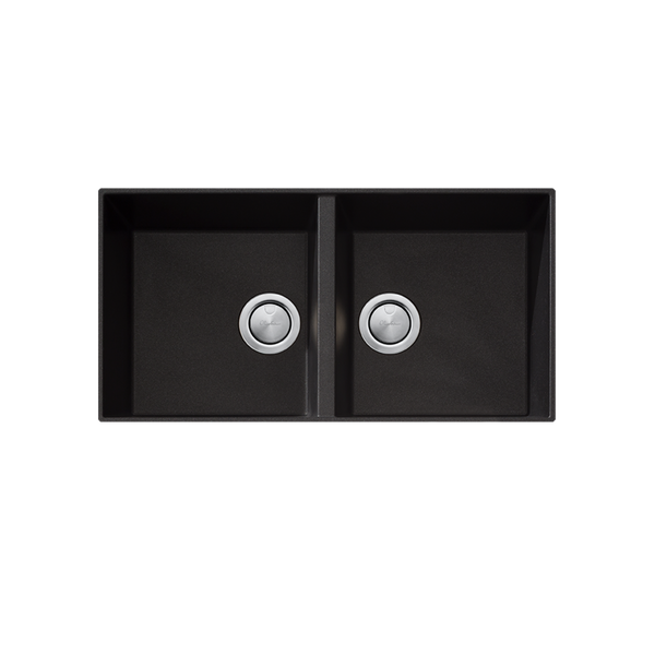 Oliveri Santorini Double Bowl Undermount Sink Black