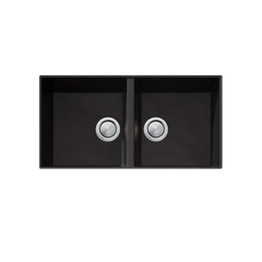 Oliveri Santorini Double Bowl Undermount Sink with Overflow Black