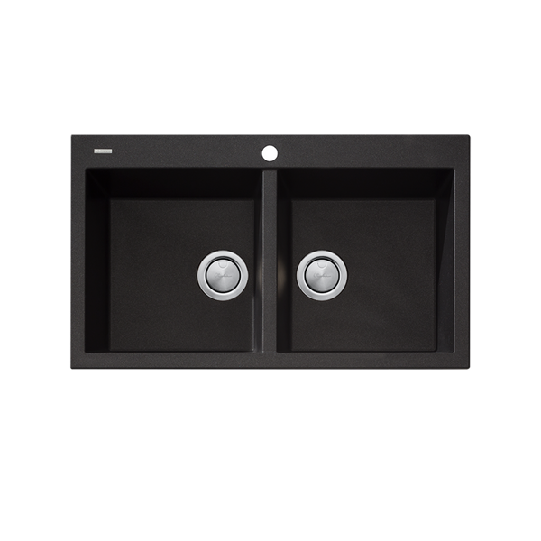 Oliveri Santorini Double Bowl Topmount Sink Black