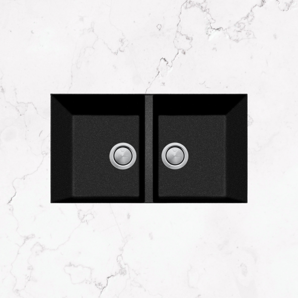 Oliveri Santorini Piccolo Double Bowl Undermount Sink Black