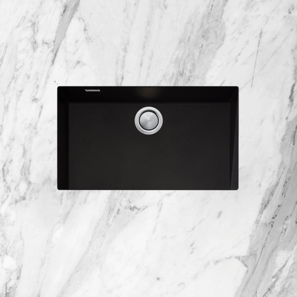 Oliveri Santorini Mega Bowl Undermount Sink With Overflow Black