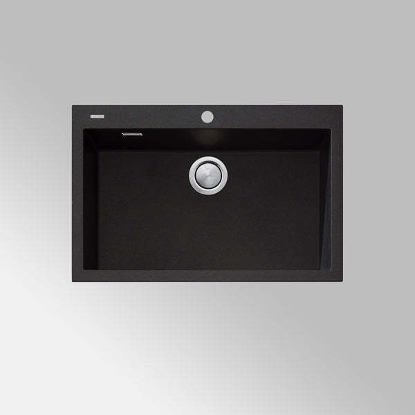 Oliveri Santorini Mega Bowl Topmount Sink Black with Overflow