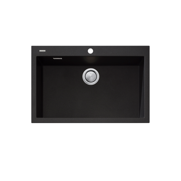 Oliveri Santorini Mega Bowl Topmount Sink Black with Overflow