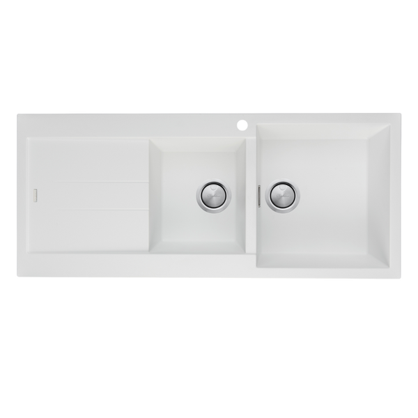 Oliveri Santorini 1 & 3/4 Bowl Topmount Sink with Left Drainboard White