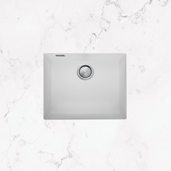 Oliveri Santorini Large Bowl Undermount Sink with Overflow White