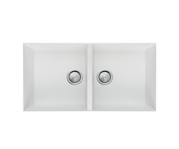 Oliveri Santorini Double Bowl Undermount Sink White