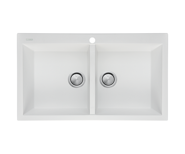 Oliveri Santorini Double Bowl Topmount Sink with Overflow White