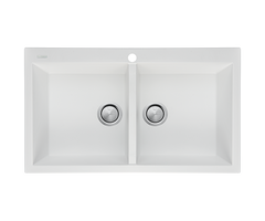Oliveri Santorini Double Bowl Topmount Sink with Overflow White