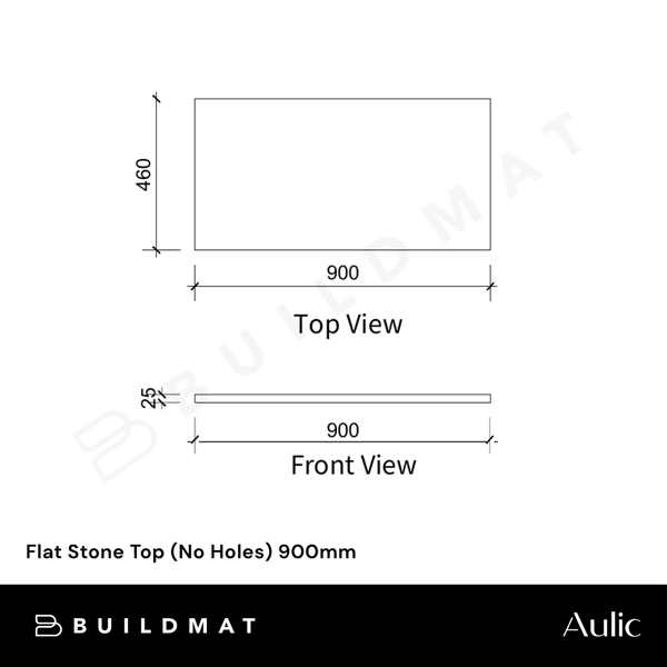Aulic Snow Flat Stone Top (No Holes) 900mm