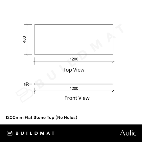 Aulic Palis White Flat Stone Top (No Holes) 1200mm