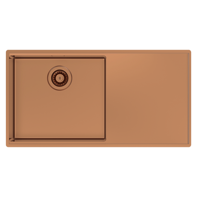 Abey Boutique Lugano Single Bowl with Right Drainboard Artisan Copper