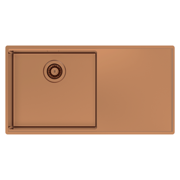 Abey Boutique Lugano Single Bowl with Right Drainboard Artisan Copper