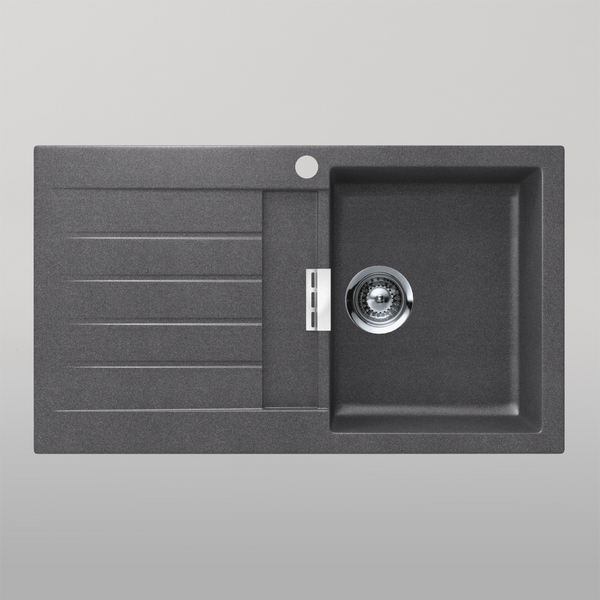 Schock Signus Stone Single Right Hand Bowl And Drainer 1 Tap Hole Grey