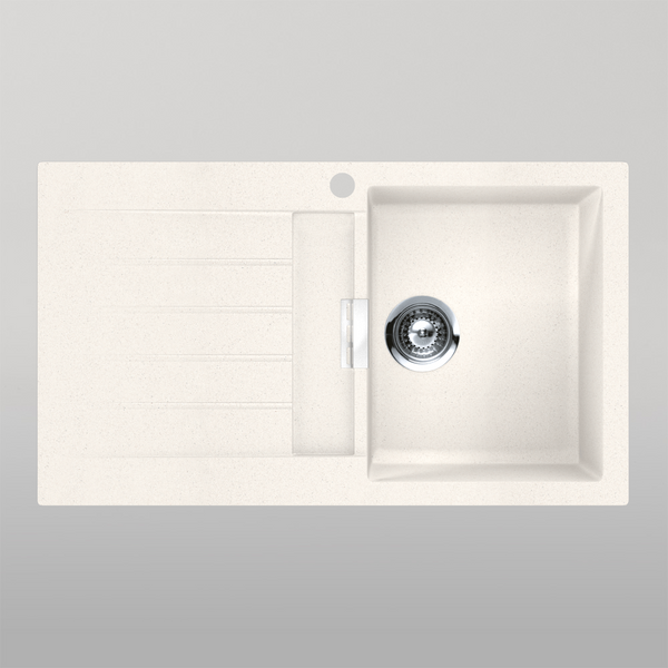 Schock Signus Polaris Single Right Hand Bowl And Drainer 1 Tap Hole White