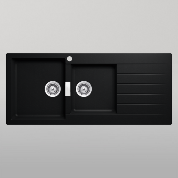 Schock Signus Puro 1 And 3/4 Bowl Left Hand Bowl 1 Tap Hole Black