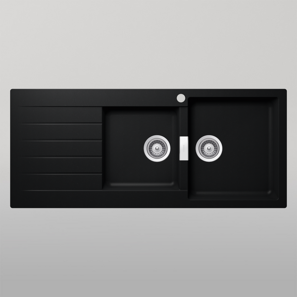 Schock Signus Puro 1 And 3/4 Bowl Right Hand Bowl 1 Tap Hole Black