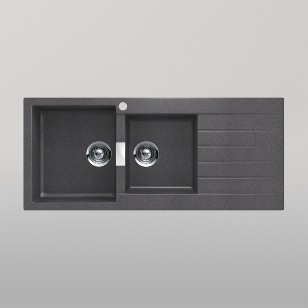 Schock Signus Stone 1 And 3/4 Bowl Left Hand Bowl 1 Tap Hole Grey