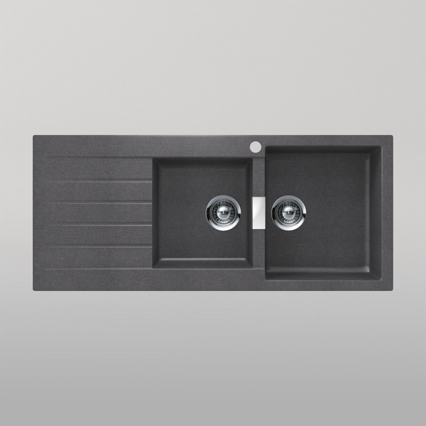 Schock Signus Stone 1 And 3/4 Bowl Right Hand Bowl 1 Tap Hole Grey