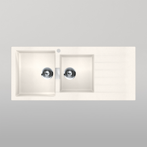 Schock Signus Polaris 1 And 3/4 Bowl Left Hand Bowl 1 Tap Hole White