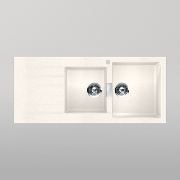 Schock Signus Polaris 1 And 3/4 Bowl Right Hand Bowl 1 Tap Hole White