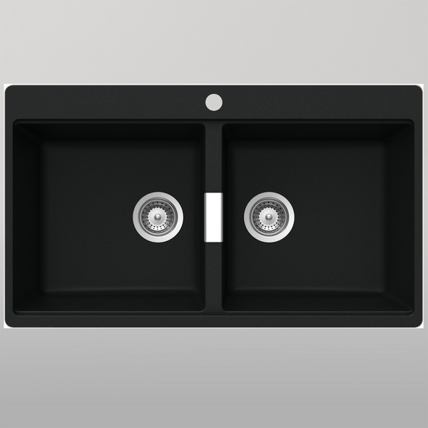 Schock Horizont Magma Double 1 Tap Hole Bowl Black