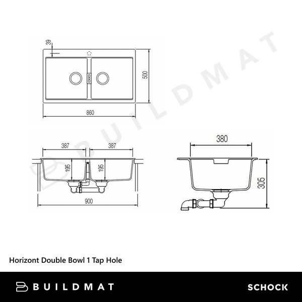 Schock Horizont Double Bowl 1 Tap Hole Puro