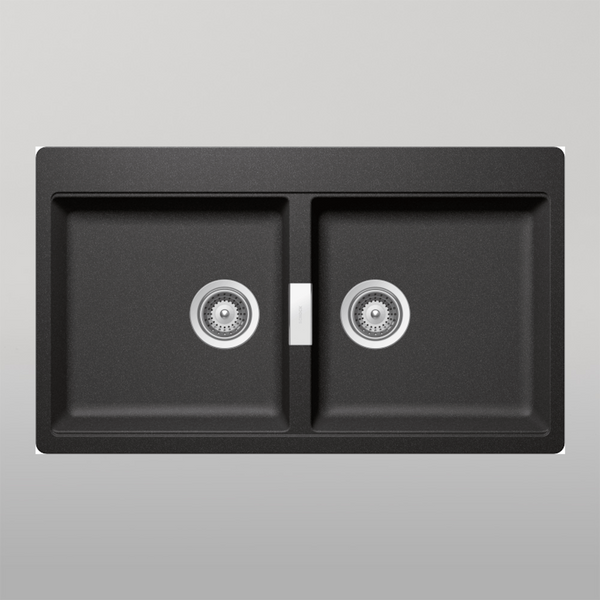 Schock Horizont Stone Double 1 Tap Hole Bowl Grey