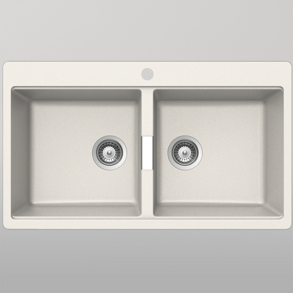 Schock Horizont Double Bowl 1 Tap Hole Polaris White