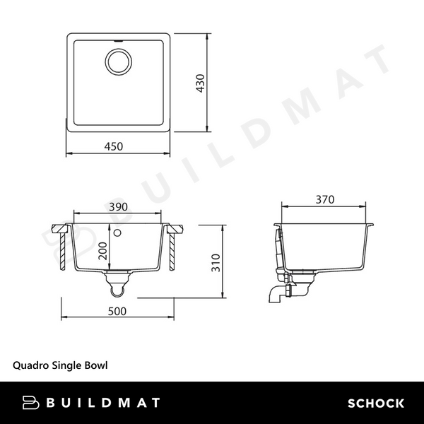 Schock Quadro Single Bowl Nero