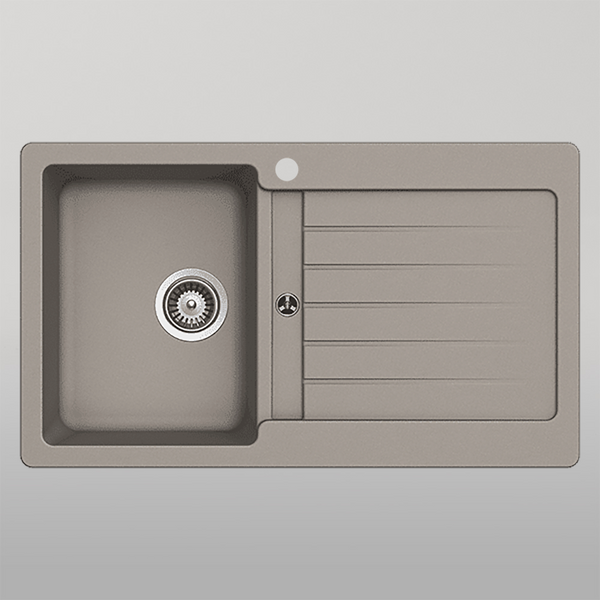 Schock Typos Single Bowl with Drainer Left Hand Bowl 1 Tap Hole Concrete Grey