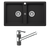 Schock Typos Double Bowl And Pull Out Kitchen Mixer Onyx Black