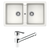 Schock Typos Double Bowl And Pull Out Kitchen Mixer Alpina White