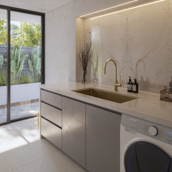 Alma Brushed Brass Gold Seville 900x450 XXLarge Single Bowl Sink