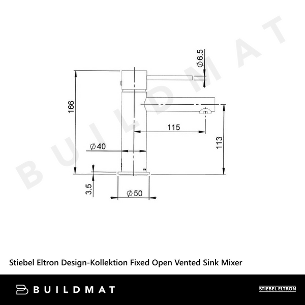 Stiebel Eltron Design-Kollektion Fixed Open Vented Sink Mixer Brushed Nickel