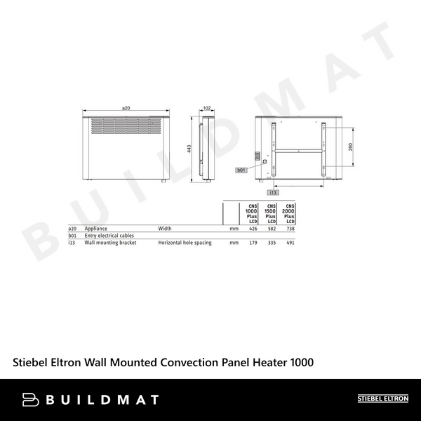 Stiebel Eltron Wall Mounted Convection Panel Heater 1000