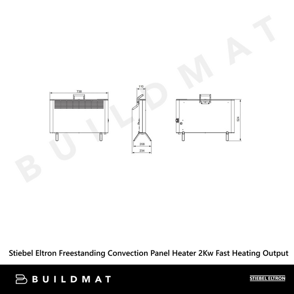 Stiebel Eltron Freestanding Convection Panel Heater 2Kw Fast Heating Output White