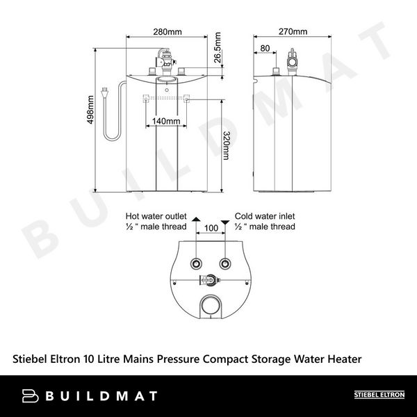 Stiebel Eltron 10 Litre Mains Pressure Compact Storage Water Heater