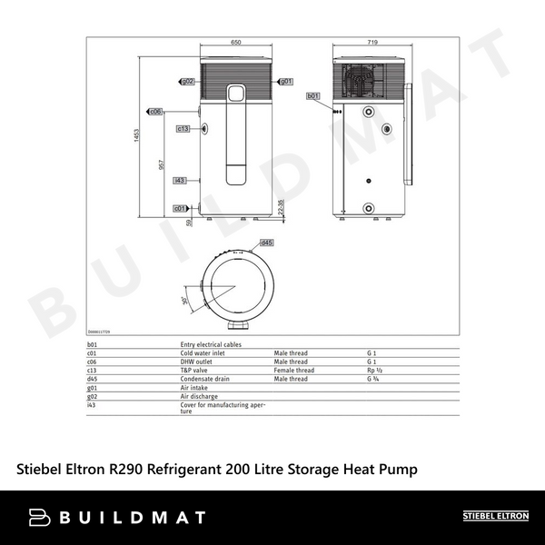 Stiebel Eltron R290 Refrigerant 200 Litre Storage Heat Pump