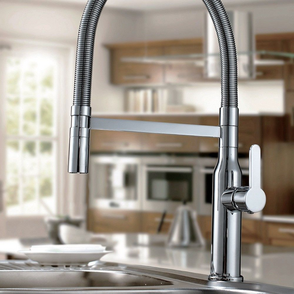 Arcisan Kitchen Sink Mixer with Nozzle On Metal Spring Chrome