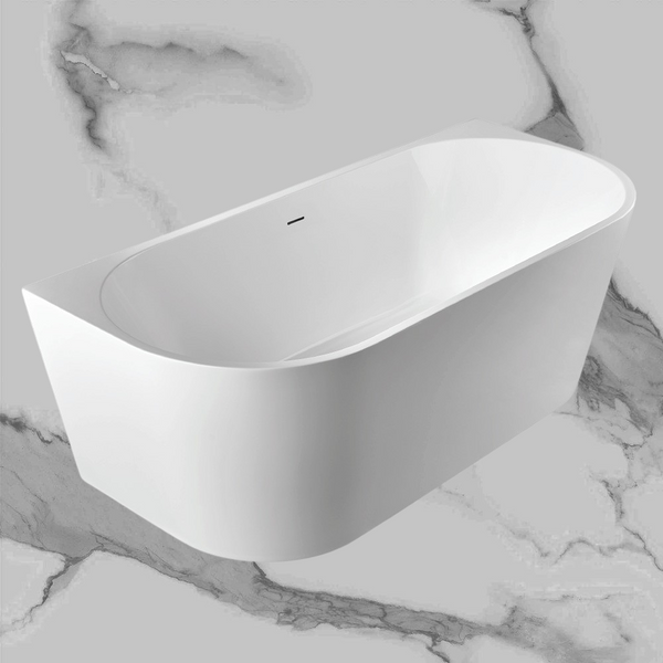 Arcisan Axus Back To Wall 1700mm Acrylic Bath with Overflow Gloss White