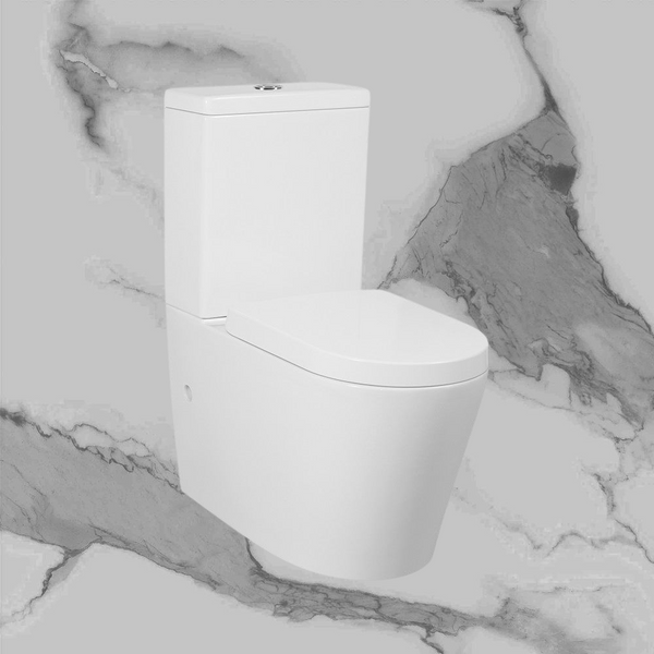 Arcisan Axus Rimless Dual Inlet Toilet Suite with Wrap Seat White
