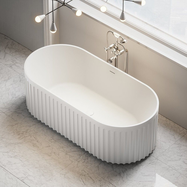 Arcisan Fluut 1700mm Freestanding Acrylic Bath with Overflow Matte White